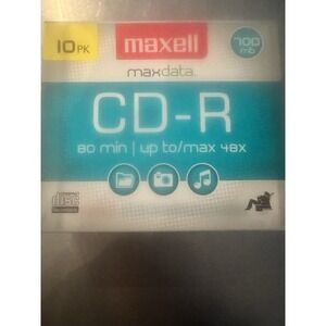 10 PK Maxell CD-R 48X 700MB Recordable Media with Slim Jewel Case